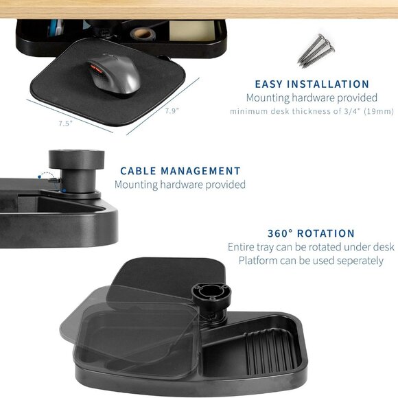 NOB Vivo Under Office desk storage drawer with mouse platform DESK-AC05M - Picture 5 of 13